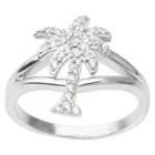 Journee Collection 4/5 Ct. T.w. Round Cut Cz Pave Set Palm Tree Ring In Sterling Silver -