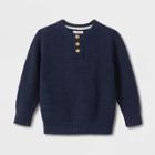 Toddler Boys' Sweater Knit Henley Pullover - Cat & Jack Navy Blue