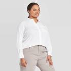 Women's Plus Size Long Sleeve Essential Button-down Blouse - Prologue White 1x, Women's,