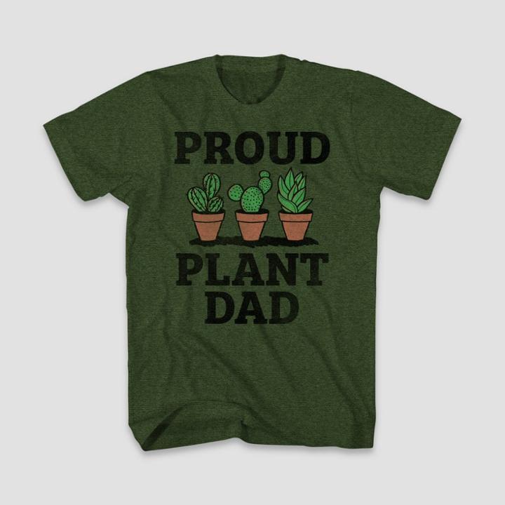 Mad Engine Men's Proud Plant Dad Short Sleeve Graphic T-shirt - Dark Green