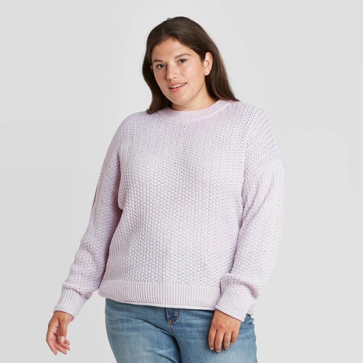 Women's Plus Size Crewneck Pullover Sweater - Universal Thread Gray