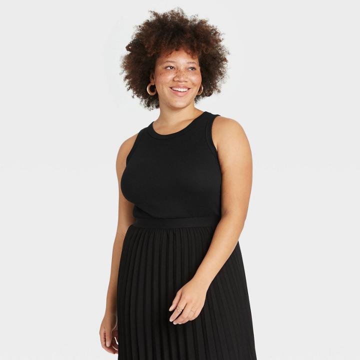 Women's Rib Tank Top - A New Day Black