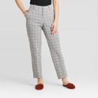 Women's Plaid Mid-rise Slim Ankle Pants - A New Day Gray