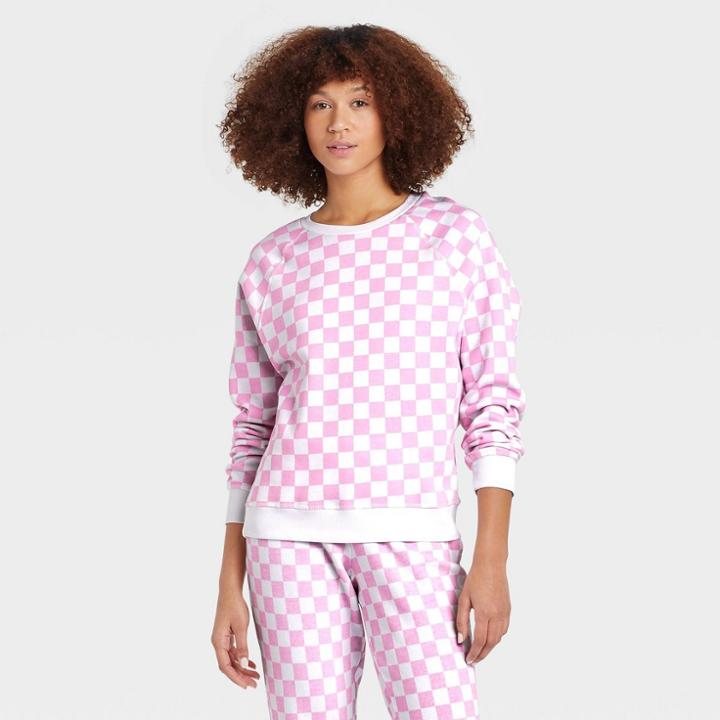 Grayson Threads Women's Valentine's Day Graphic Sweatshirt - Pink Checkered