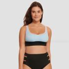 Women's Slimming Control Scoop Neck Bikini Top - Beach Betty By Miracle Brands Periwinkle Colorblock