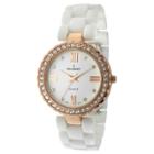 Peugeot Watches Women's Peugeot Crystal Accented Ceramic Bracelet Watch - White/rose