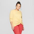 Women's Plus Size Twist Front Long Sleeve T-shirt - Universal Thread Gold