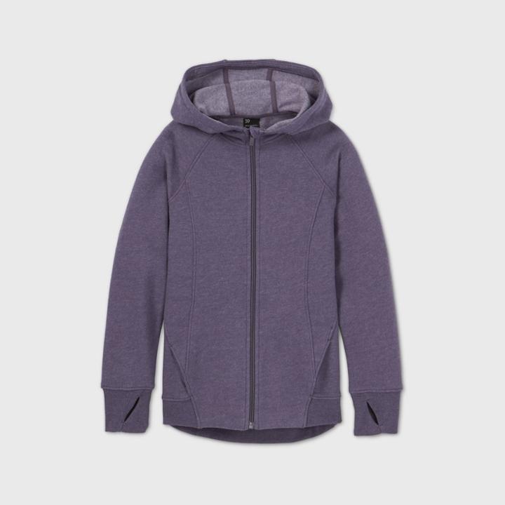 Girls' Fleece Full Zip Hoodie Sweatshirt - All In Motion Dusty Purple