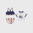 Girls' Short Sleeve Sun Chaser 3pc Bikini Set - Art Class