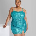 Women's Plus Size Sequin Slip Dress - Wild Fable Teal Blue
