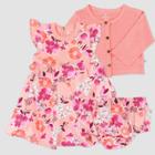 Honest Baby 2pc Organic Cotton Flutter Sleeve Dress And Cardigan Set - Pink Newborn