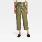 Women's High-rise Regular Fit Belted Pants - Who What Wear Green