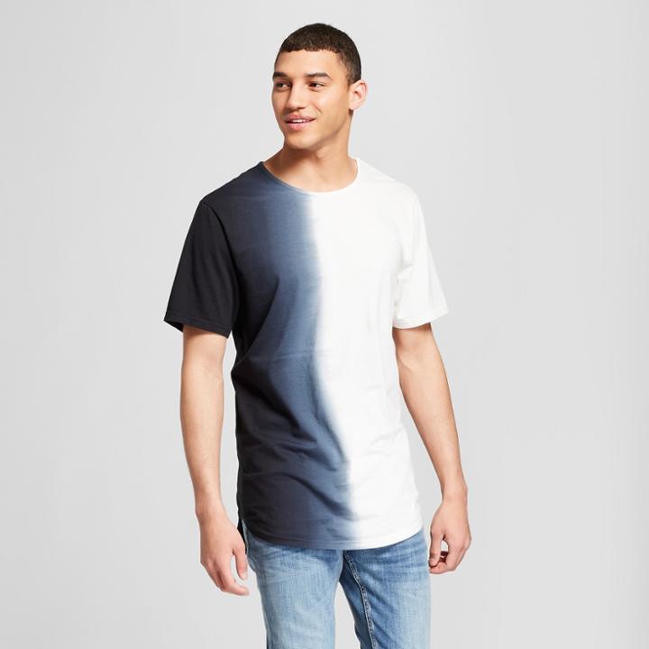 Men's Curved Hem Vertical Dip Dye Short Sleeve T-shirt - Jackson Black/white