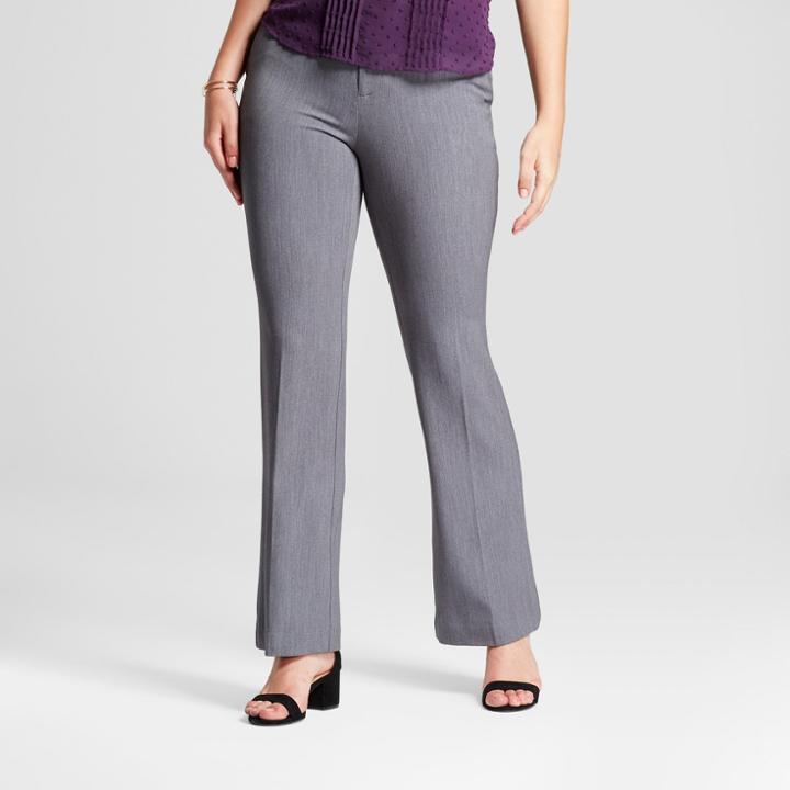 Women's Flare Curvy Bi-stretch Twill Pants - A New Day Gray 0s,