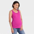 Rib Button-front Maternity Tank Top - Isabel Maternity By Ingrid & Isabel Pink
