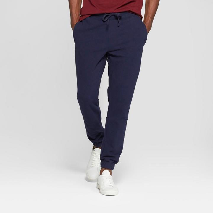 Men's Fleece Cinched Jogger Pants - Goodfellow & Co Xavier Navy