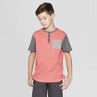 Boys' Knit Short Sleeve Henley Shirt - Cat & Jack Red