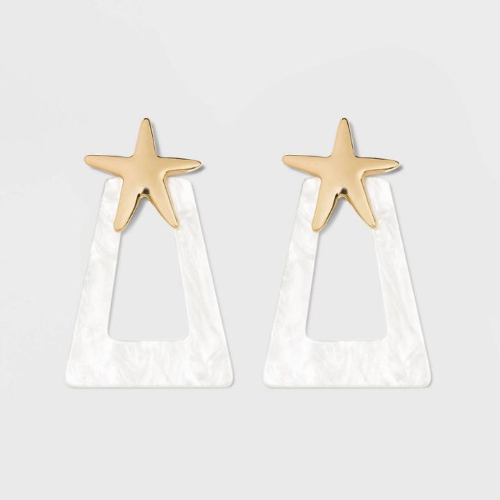 Sugarfix By Baublebar Star Studs Resin Hoop Earrings - White, Girl's