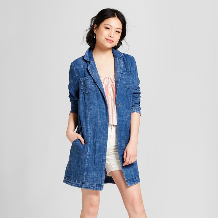 Women's Gauze Open Blazer - Universal Thread Blue