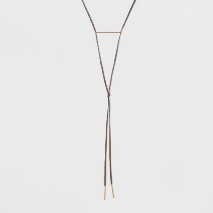 Target Women's Necklace Thin Simulated Suede Choker With Connecting Bar Casting - Gray