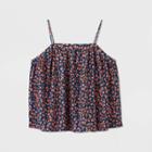 Women's Plus Size Floral Print Strappy Tank Top - Universal Thread Navy