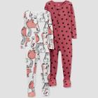 Carter's Just One You Baby Girls' 2pk Bears And Hearts Footed Pajama - Brown