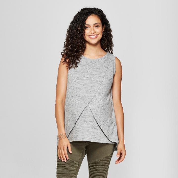 Maternity Cross-panel Nursing Slub Tank - Isabel Maternity By Ingrid & Isabel Gray