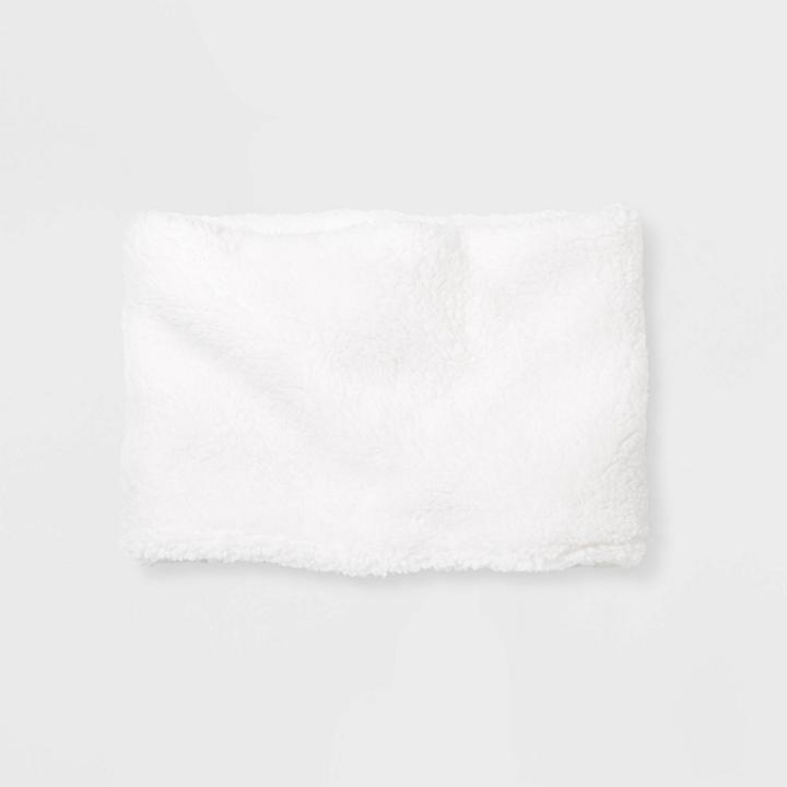 Girls' Fleece Neck Warmer - Cat & Jack Almond Cream One Size, Girl's, White