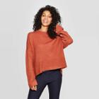 Women's Casual Fit Long Sleeve Crewneck Pullover Sweater - A New Day Rust