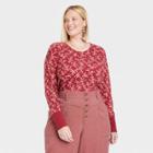 Women's Plus Size Long Sleeve Thermal Top - Knox Rose Red Floral