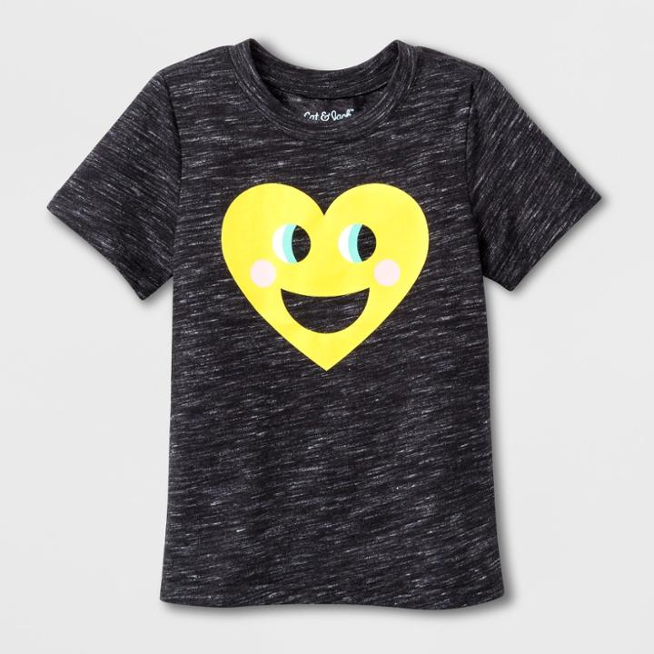 Toddler Short Sleeve Emoji T-shirt - Cat & Jack Black 12m, Toddler Unisex