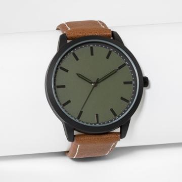 Sure Fit Men's Hunter Green Dial Strap Watch - Goodfellow & Co Brown