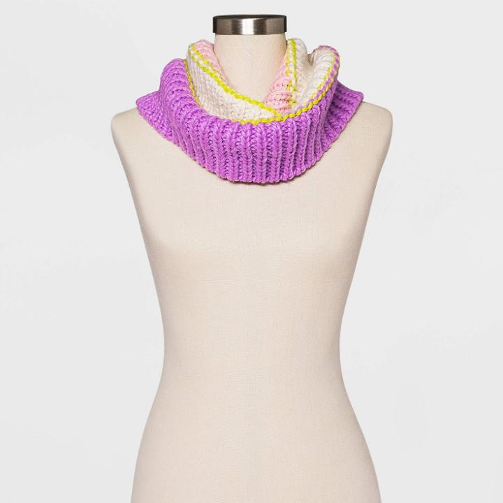 Women's Striped Knit Cowl - Wild Fable Purple