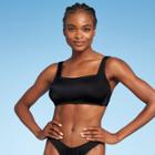 Juniors' Ribbed Square Neck Bralette Bikini Top - Xhilaration Black D/dd Cup