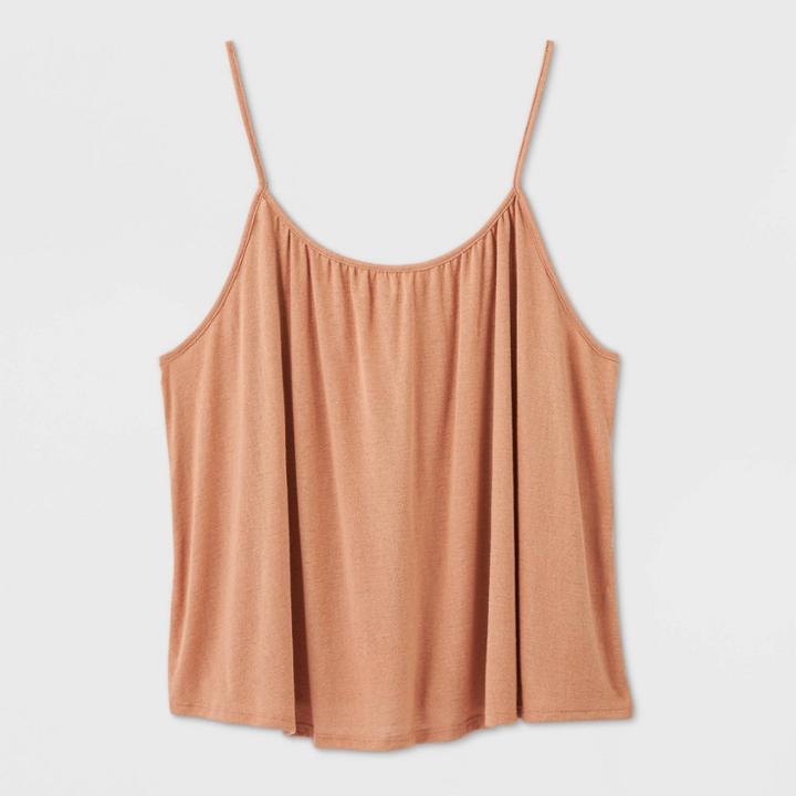 Women's Plus Size Scoop Neck Linen Cami Top - A New Day Coral 1x, Women's, Size: