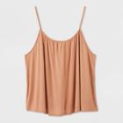 Women's Plus Size Scoop Neck Linen Cami Top - A New Day Coral 1x, Women's, Size: