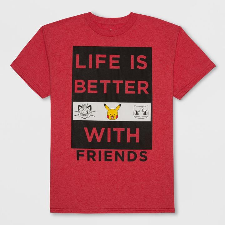 Boys' Pokemon Life Is Better With Friends Short Sleeve Graphic T-shirt - Red