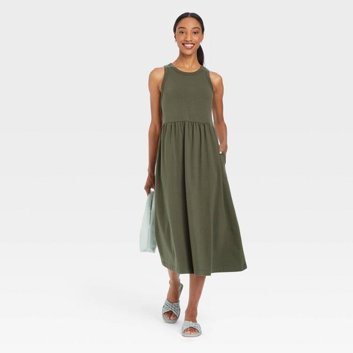 Women's Sleeveless Knit Ballet Dress - A New Day Olive