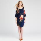 Maternity Floral Print Cold Shoulder Shift Dress - Expected By Lilac Navy M, Infant Girl's, Blue