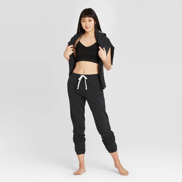 Women's Fleece Lounge Jogger Pants - Colsie Charcoal Gray Xs, Women's, Grey Gray
