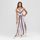 Women's Striped Sleeveless Tie Front Tulip Leg Jumpsuit - Xhilaration Plum (purple)