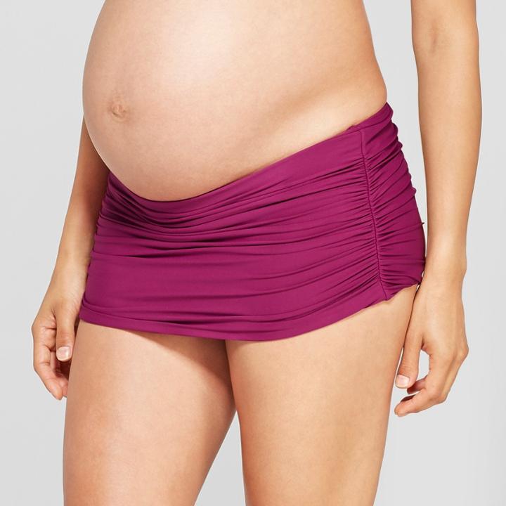 Maternity Side Ruched Swim Skirt - Sea Angel - Wine (red)
