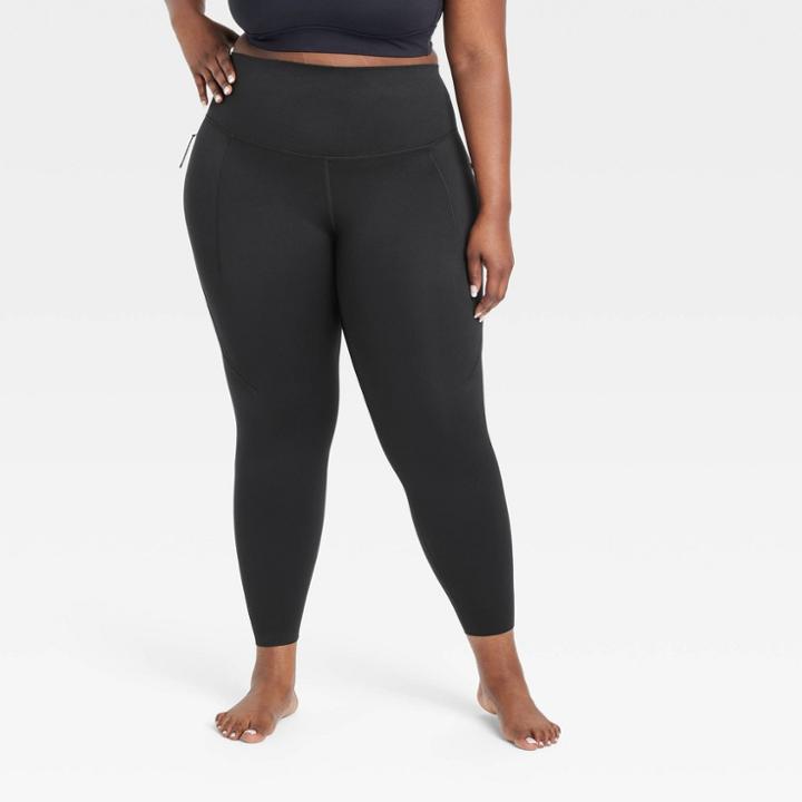 Women's Plus Size Flex Ribbed High-rise 7/8 Leggings - All In Motion Black
