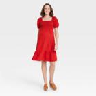 Short Sleeve Smocked Maternity Dress - Isabel Maternity By Ingrid & Isabel Red