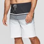 Men's Big & Tall 10 Striped Board Shorts - Goodfellow & Co Black/white