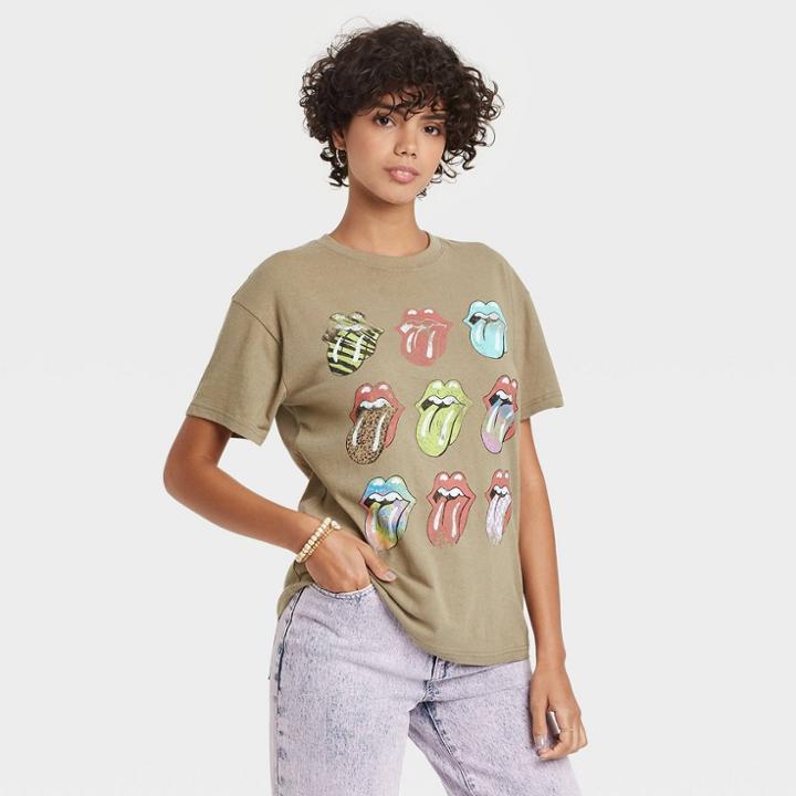 Women's The Rolling Stones Multi Logo Short Sleeve Graphic T-shirt - Green