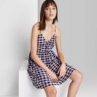 Women's Sleeveless Tie-front Muse Dress - Wild Fable Amethyst Gingham Check Xs, Purple Gingham Check