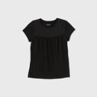 Girls' Crochet Knit T-shirt Top - Cat & Jack Black