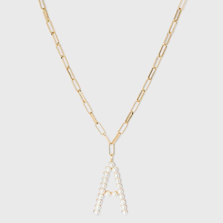 Sugarfix By Baublebar Pearl Initial A Pendant Necklace - Pearl, White