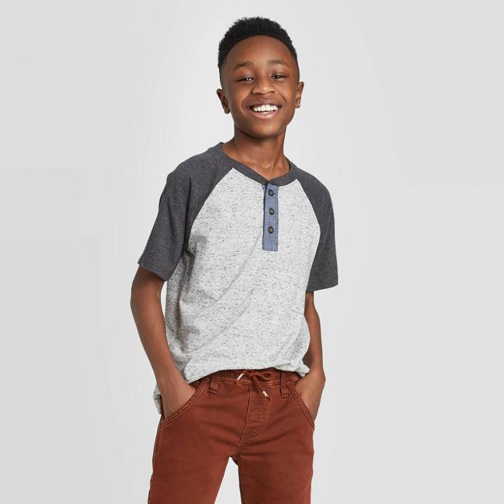 Petiteboys' Short Sleeve Baseball T-shirt - Cat & Jack Gray